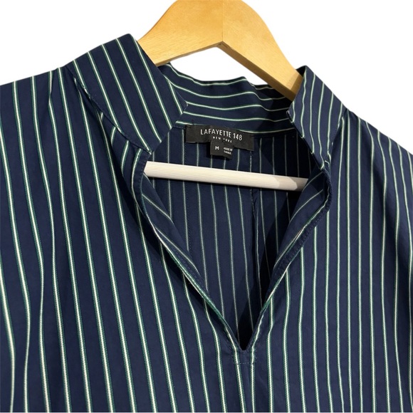 Lafayette 148 Hawkins Striped 3/4 Sleeve Pullover Blouse Size M - Picture 3 of 9